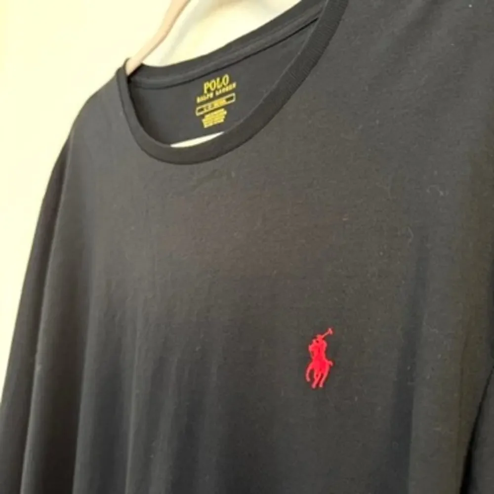 POLO Ralph Lauren Long Sleeve Black Tshirt  Mens L Preppy Minimalist‎ Classic